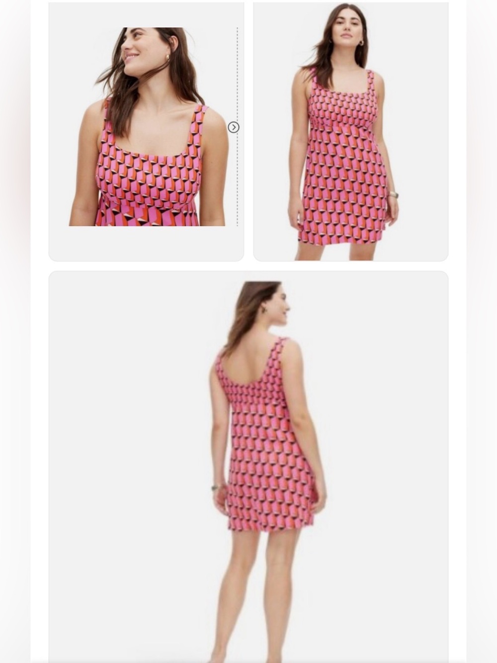 Diane Von Furstenberg Pink and Orange Geometric Print Dress NWT